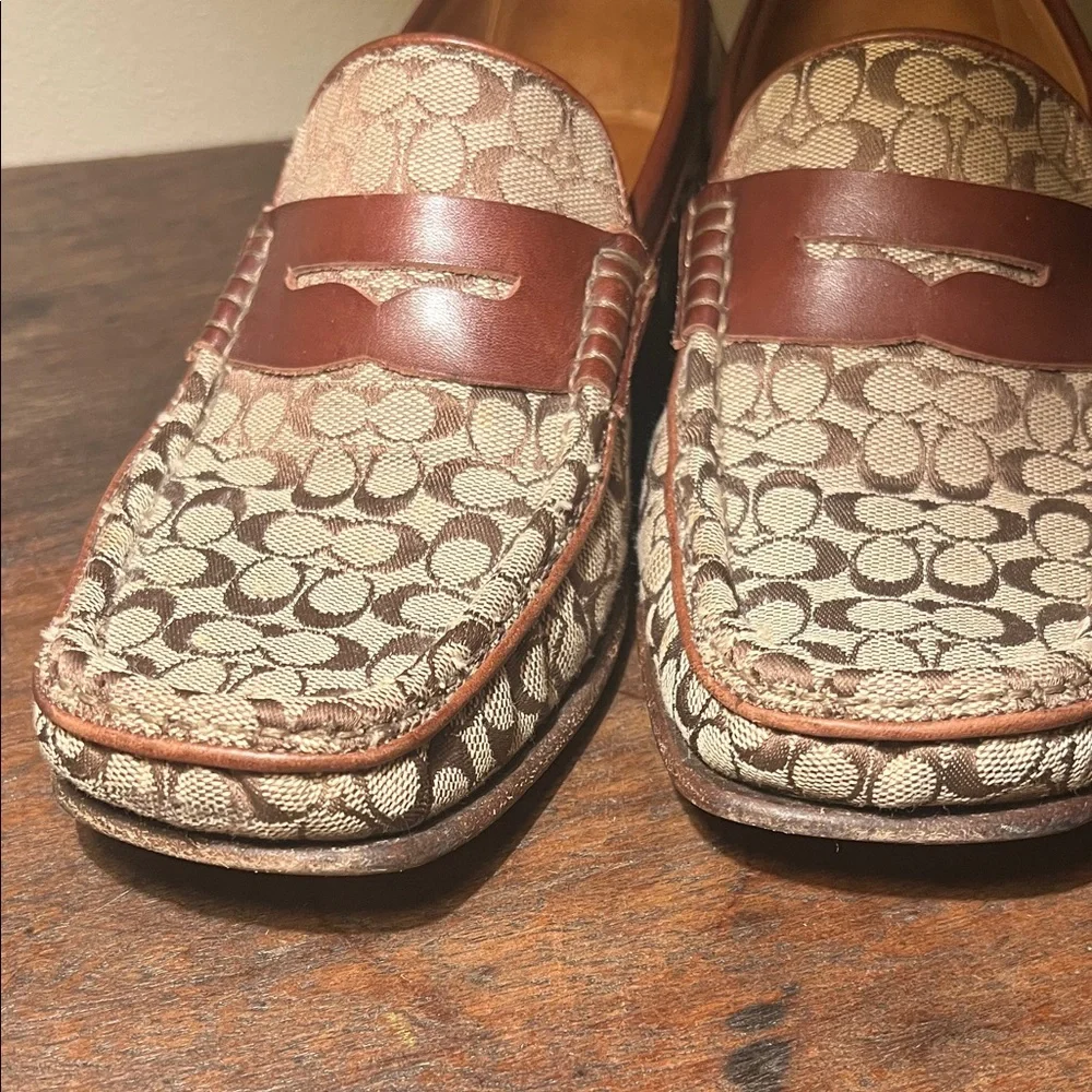Coach Brown and Tan Patterned Loafers
